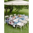 thumbnail image 3 of Outdoor Tablecloth with Umbrella Hole and Zipper, Christmas Snowman Rectangle Table Cloth 60x102 Inch Waterproof Tablecloth, Xmas Snowflake Tree Picnic Table Cover for Patio Camping, 3 of 7