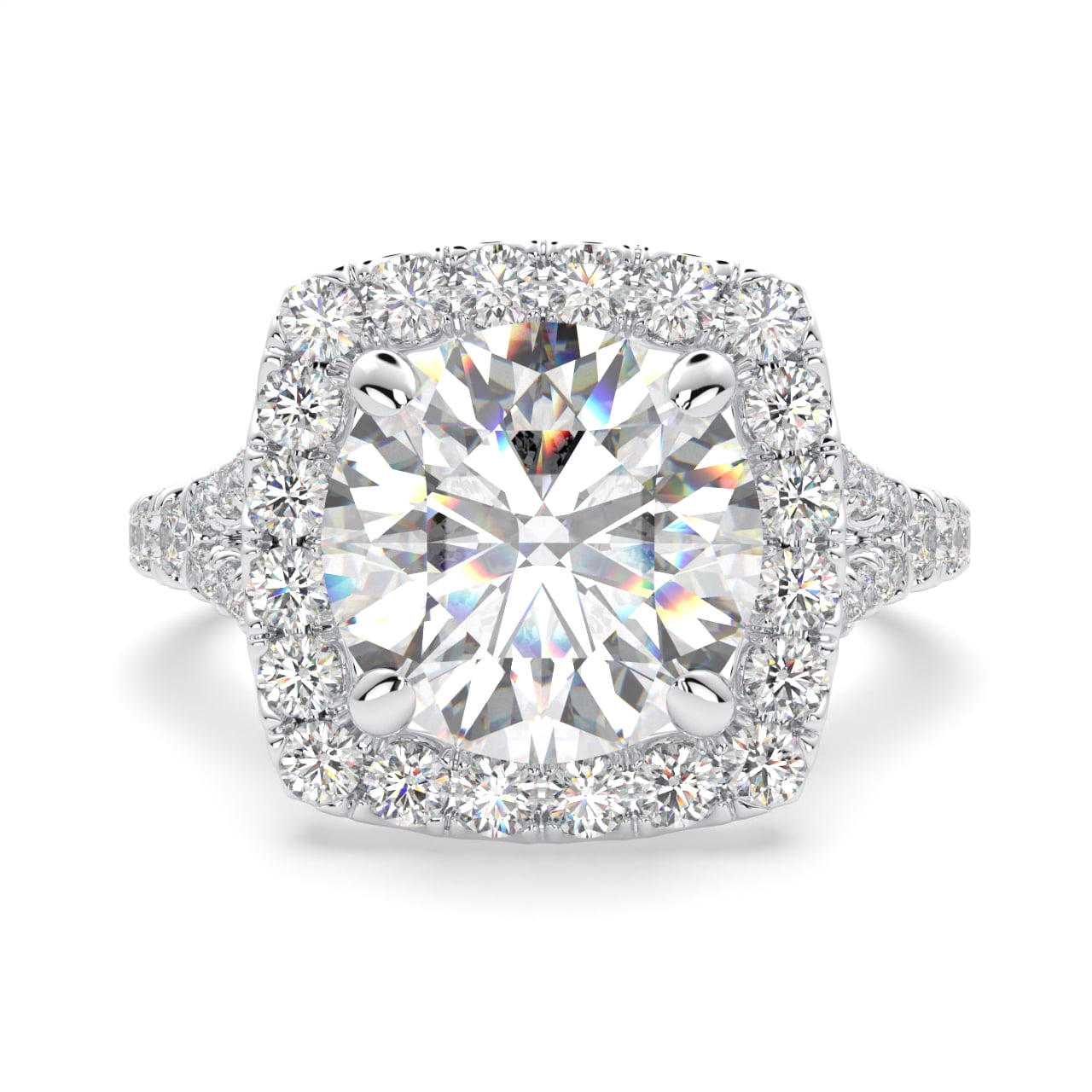 2.00 Carat TW Women's Moissanite and Natural Diamonds Engagement Ring in 10k White Gold, Size 10