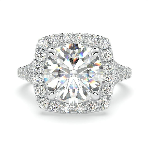 2.00 Carat TW Women's Moissanite and Natural Diamonds Engagement Ring in 10k White Gold, Size 10