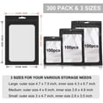 thumbnail image 2 of 300 Pack 3 Sizes Resealable Mylar Bags Food Storage Smell Proof Bags with Front Window Packaging Pouch for Sample Snack Cookies Jewelry (Black, 3 x 4.7 inch,4 x 6 inch,4.7 x 7.9 inch), 2 of 4