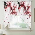 thumbnail image 2 of Red Flowers Swag Valances for Windows, Kitchen Window Curtains Over Sink, Chinese Plum Traditional Ink Painting Window Treatment Curtains for Living Room/Bedroom Curtains 2 Panel Sets 36"x45", 2 of 8