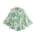thumbnail image 4 of HH TRAF Blusa elegante asimétrica de mezcla de lino con mangas tres cuartos y solapa de moda de verano para mujer, 4 of 5