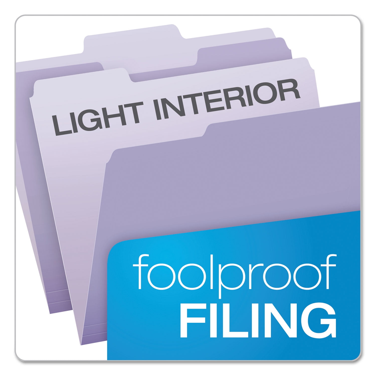 Pendaflex Two-Tone File Folder, Letter Size, 1/3 Cut Tabs, Lavender, Pack of 100