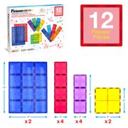 PicassoTiles Large Magnetic Tiles Building Blocks for Kids - 12PCS STEM Construction Educational Toy