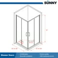 thumbnail image 3 of Sunny Shower Chrome Framed Shower Enclosure Corner Entry Sliding Shower Door 36" W x 36" L x 72" H, 3 of 9