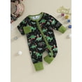 thumbnail image 3 of Liacowi Infant Boys Girls Jumpsuit Baby Christmas Clothes Newborn  Long Sleeve Round Neck Footless Romper Dinosaur Print Zip Front Bodysuits 0-18M, 3 of 9