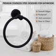 thumbnail image 2 of Matte Black Towel Ring for Bathroom Stainless Steel Rustproof Modern Hand Towel Holder Hangers Round Wall Mount Bath Hardware Set with Installation Accessories and Instructions, 2 of 7
