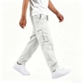 thumbnail image 4 of TQWQT Boys Cargo Pants Kids Loose Fit Sweatpants Elastic Waist Wide Leg Trousers Multi Pocket Casual Long Pants Children Streetwear Joggers Comfortable Playwear Outdoor Activewear White Size 4-12, 4 of 9