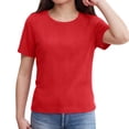 thumbnail image 5 of Girls Short Sleeve Shirts Ribbed Knit Soft Slim Fit T Shirts Basic Boat Neck Tops Casual Summer Tees Teen Cute Crew Neck Top, 5 of 5