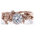 thumbnail image 1 of JeenMata Juego de Anillos de Boda de Moissanita de Fuego de Corte Redondo de 0,50 Quilates Juego de Bodas de Moissanita Vintage: Oro Rosa de 18 K sobre Plata, 1 of 6