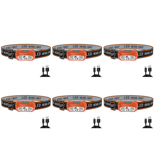 Linterna Frontal LED XPE Con Inducción Ondas Al 300 Lm Faro Pesca () Naranja