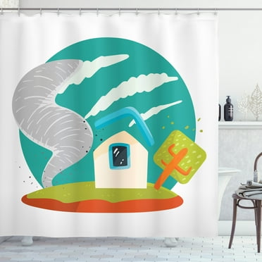 Ambesonne Tornado Shower Curtain, Cartoon Style Whirlwinds, 69"Wx70"L, Multicolor