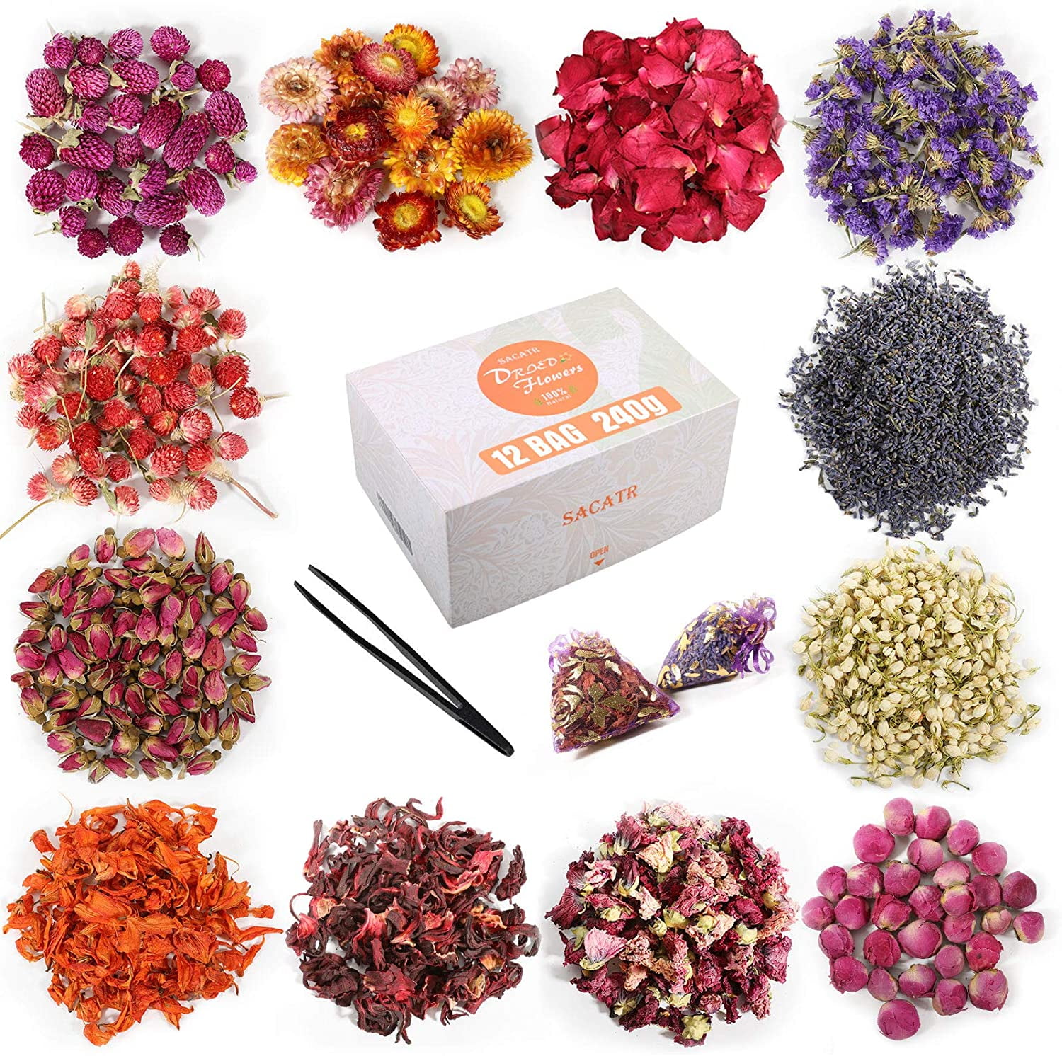 Dried Flowers, 21 Bags 100% Natural Dried Flowers Herbs Kit for Soap M –  WoodArtSupply