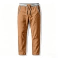 thumbnail image 3 of Aezemi Men Drawstring Work Pants Pull on Elastic Waist Fashion Outdoor Comfy Business Casual Pants with Pockets Summer Trendy Straight Leg Daily Trousers L, 3 of 5