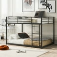 thumbnail image 6 of Full over Full Size Loft Bed, Low Bunk Bed with Safety Guard Rails and Side Ladder, Sturdy High-quality Metal Bunk Bed Frame, Heavy Duty Space-Saving Design for Teens and Adults, Black, 6 of 7