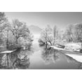 thumbnail image 2 of Frank, Krahmer 14x11 Black Ornate Wood Framed with Double Matting Museum Art Print Titled - Winter landscape at Loisach, Germany (BW), 2 of 4