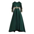 thumbnail image 1 of WTXUE Robes Maxi, Manches Longues Évasées Col Rond, 2024 Musulman Taille Haute Nationale Élégante Ajustée Grande Robe de Sol Brodée pour Femmes Grande Taille, Vert Taille TG, 1 of 3
