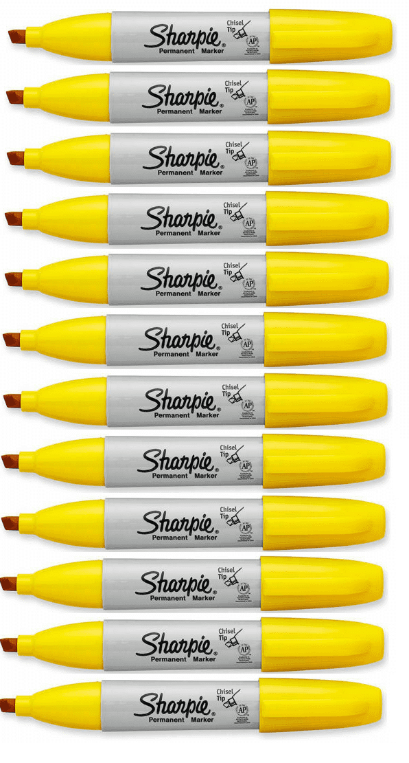 Sharpie Yellow Permanent Marker Broad Chisel Point Tip 12 PACK