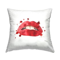 Stupell Industries Red Lips Fashion Makeup Glam Square Decorative Printed Throw Pillow, 18 x 18,