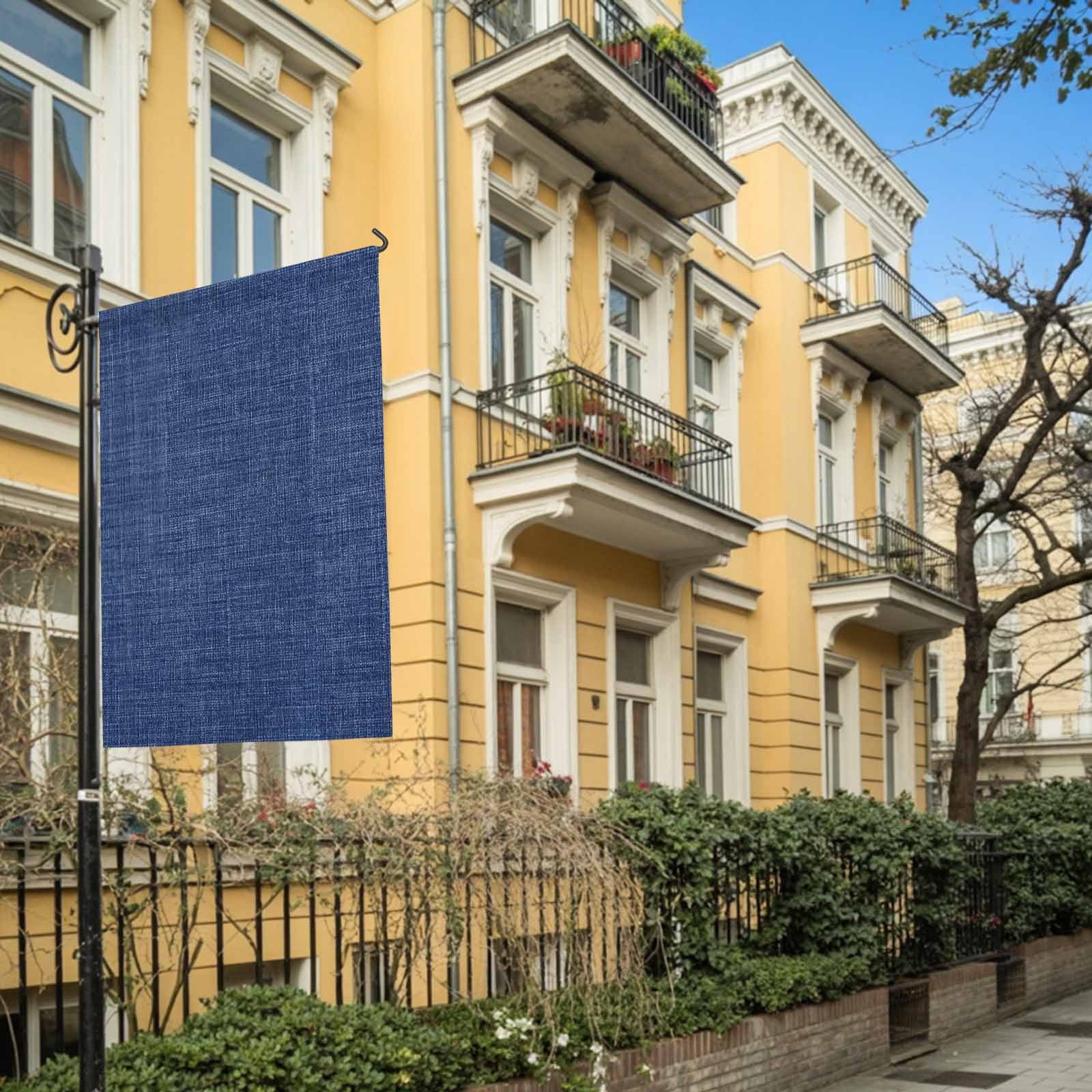 Navy Blue Linen House Flag 28 x 40 Inches, Farmhouse Pure Color Country Vintage Weather Proof Outdoor Patio Flags Double Sided Small House Decoration for Yard Lawn Outside Home