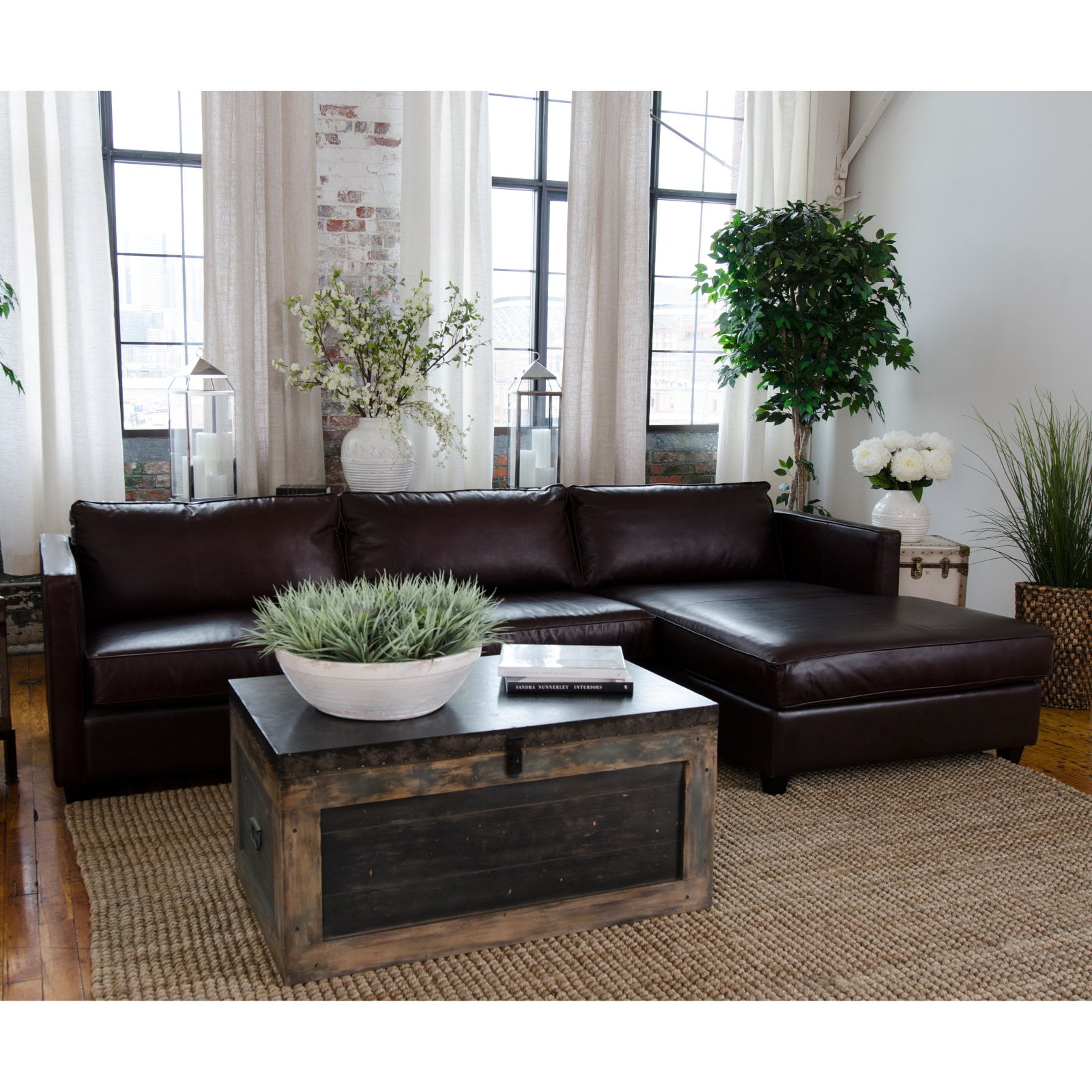 Elements Fine Home Urban Leather Sectional Walmart Com