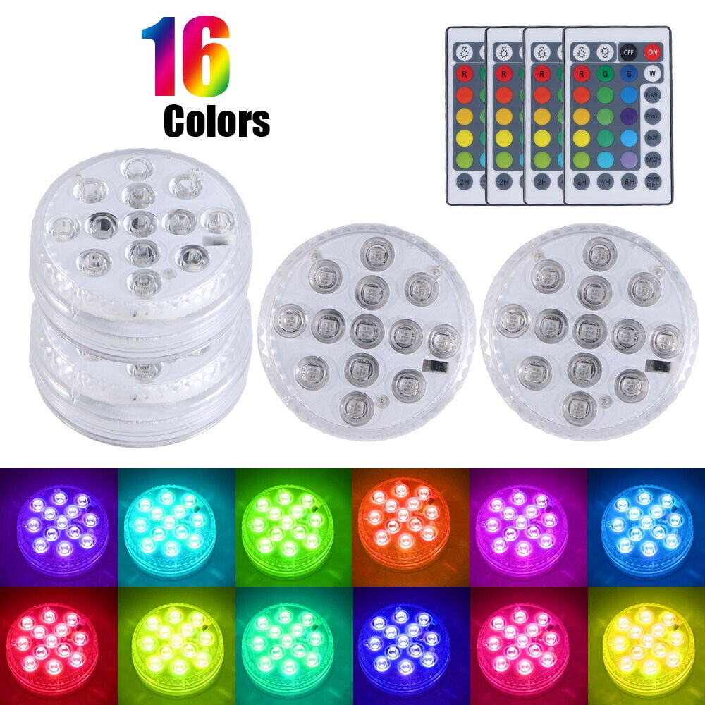 4Piece Waterproof Underwater Led Lights with remote for Swimming Pool Hot tube A 