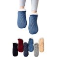 thumbnail image 1 of 1 par de zapatillas de calcetines de interior tejidas y de terciopelo, calcetines térmicos antideslizantes para suelo interior, adiós al entumecimiento, hinchazón, 1 of 5