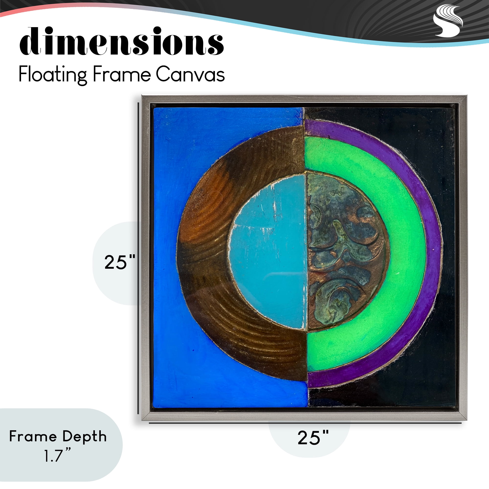 Stupell Industries Nocturnal Circle Symmetry Gray Framed Floater Canvas Wall Art, design by Matthew Finger