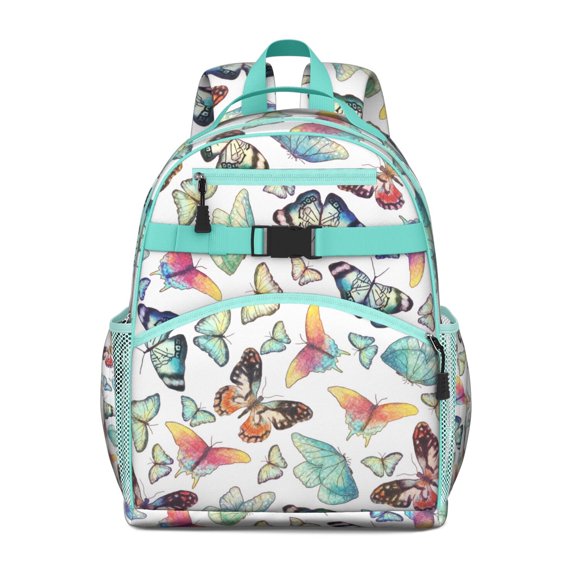Boho Butterfly Backpack for Students Floral and Fantasy Pattern with Artistic Watercolor Butterfly Theme