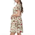 thumbnail image 2 of Bingfone Paris Vintage Print Women’s Short Sleeve Dress, Comfortable Casual Dress, Stylish Summer Dress with Stretchy Fit for Daily Wear, 2 of 6