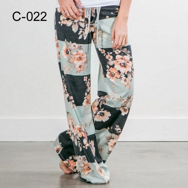 RWJDXD Pantalon de Plage Ample et Confortable pour Femmes, Imprimé Floral, Large, Mode Été