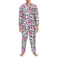 thumbnail image 3 of Picia skull with hearts Pattern Men’s Long-Sleeve Sleepwear Set - Soft 2-Piece Loungewear with Pockets, Comfy PJs for Relaxing Nights-Small, 3 of 7