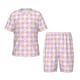 thumbnail image 1 of Balery Heart Buffalo Plaid Conjunto de Pijama Infantil de Manga Corta con Estampado – Ropa de Dormir de Algodón Suave-Large, 1 of 6