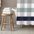 thumbnail image 3 of Creative Products Navy Gray Chunky Stripes 71x74 Shower Curtain, 3 of 7
