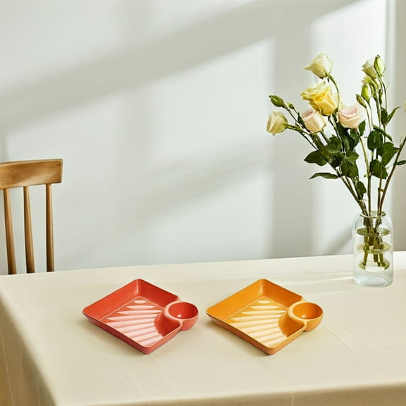 PTOOTP 4pcs Orange Snack Dishes Chip and Dip Serving Platter Set PP Plastic Party Appetizer Bowls Modern Design