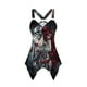 thumbnail image 5 of Rose & Skull Print Dress, Gothic Sleeveless Asymmetrical Hem Dress, Women's Clothing, 5 of 5