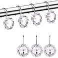 thumbnail image 1 of Anillos para cortina de ducha, ganchos de metal duraderos para cortina de ducha, accesorios decorativos para barra de baño con diamantes de imitación acrílicos a la moda, juego de 12, 1 of 5