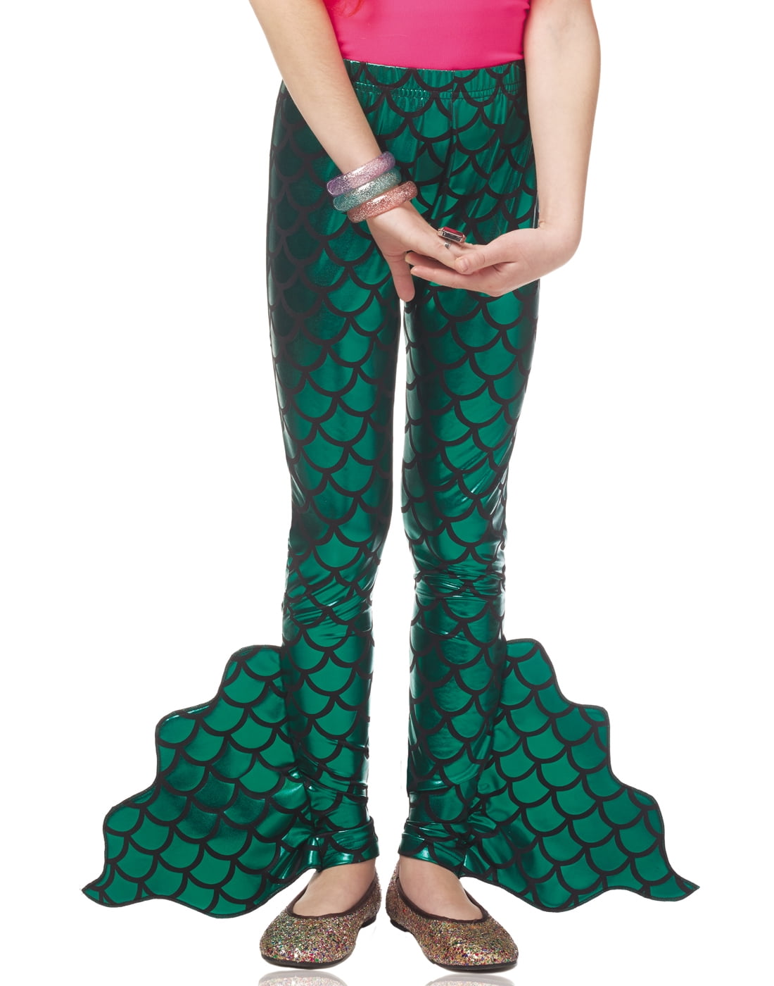 Mermaid Pants Green Fin Mythical Creature Girls Child Costume Leggings