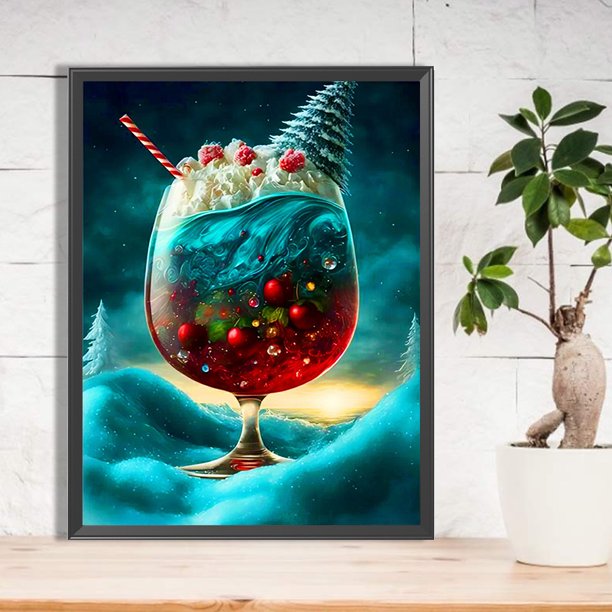 Cuadros Decorativos Pintura de diamante 5D DIY Taladro redondo completo Kit de taza de Navidad Decoración del hogar Arte Artesanía DQrwqpou embutido en tela