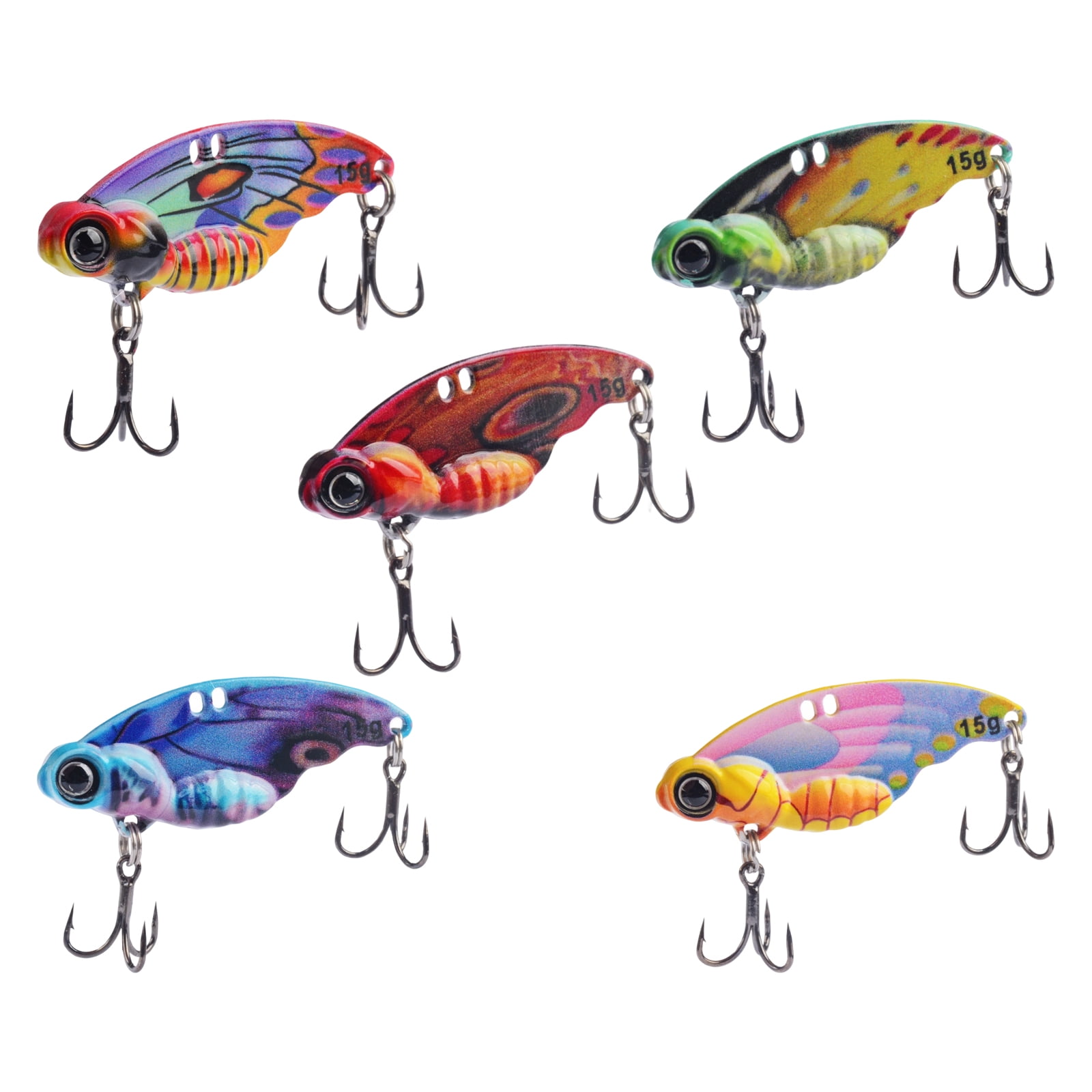 5Pcs Metal Spinner Fishing Baits Trolling Swimbait Artificial Hard Baits VIB Vibrations Spoon Lure Fishing Tackle