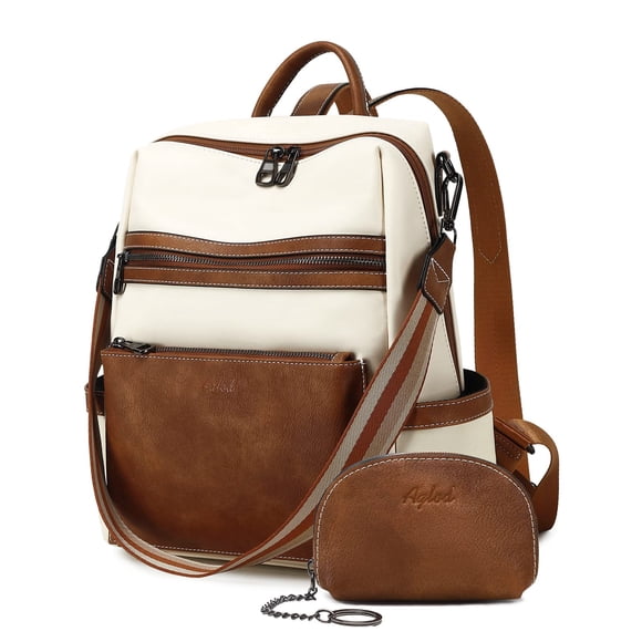 Mochila AGLOD Leather para mujer beige/marrón