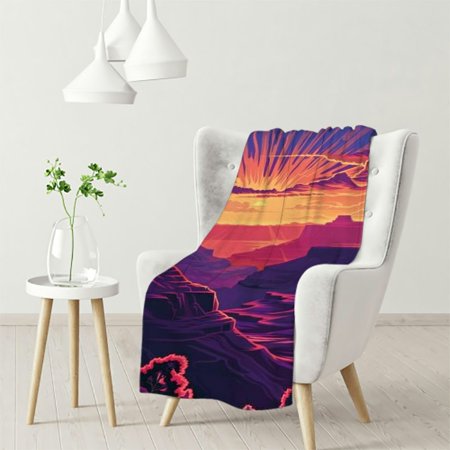 Dvbnli Soft Flannel Blankets, Sunset Mountain View, Personalized, All Season Use for Bed, Sofa, Couch, Camping, Travel, for Adults, Kids, Pets White