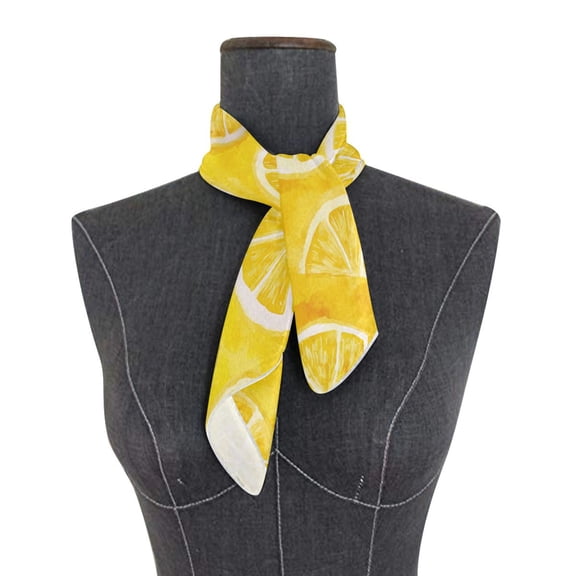 Square Scarf 24x24 Inch Retro Lemon Slice Pattern Silky Satin Sun Protection Neck Scarf for Women Multi-Purpose Head Wrap Bandana for Hair Bag Decoration