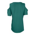 thumbnail image 5 of Scyoekwg Womens Summer Tops Trendy Basic T Shirts Tops Solid Color Round Neck Cold Shoulder Tops Shirts Casual Loose Lightweight Blouses Short Sleeve Tops Blouses Green XXL(12), 5 of 6