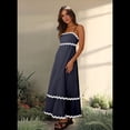 thumbnail image 4 of Vestido Fluido de Verano 2025 para Mujer, Informal, Sin Mangas, con Tirantes Finos y Volantes, para Playa, Color Negro, Talla S, 4 of 6
