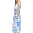 thumbnail image 3 of Sakkas Dora Women's One Shoulder Short Sleeve Casual Elegant Maxi Dress with Print - 428 - One Size Regular, 3 of 5
