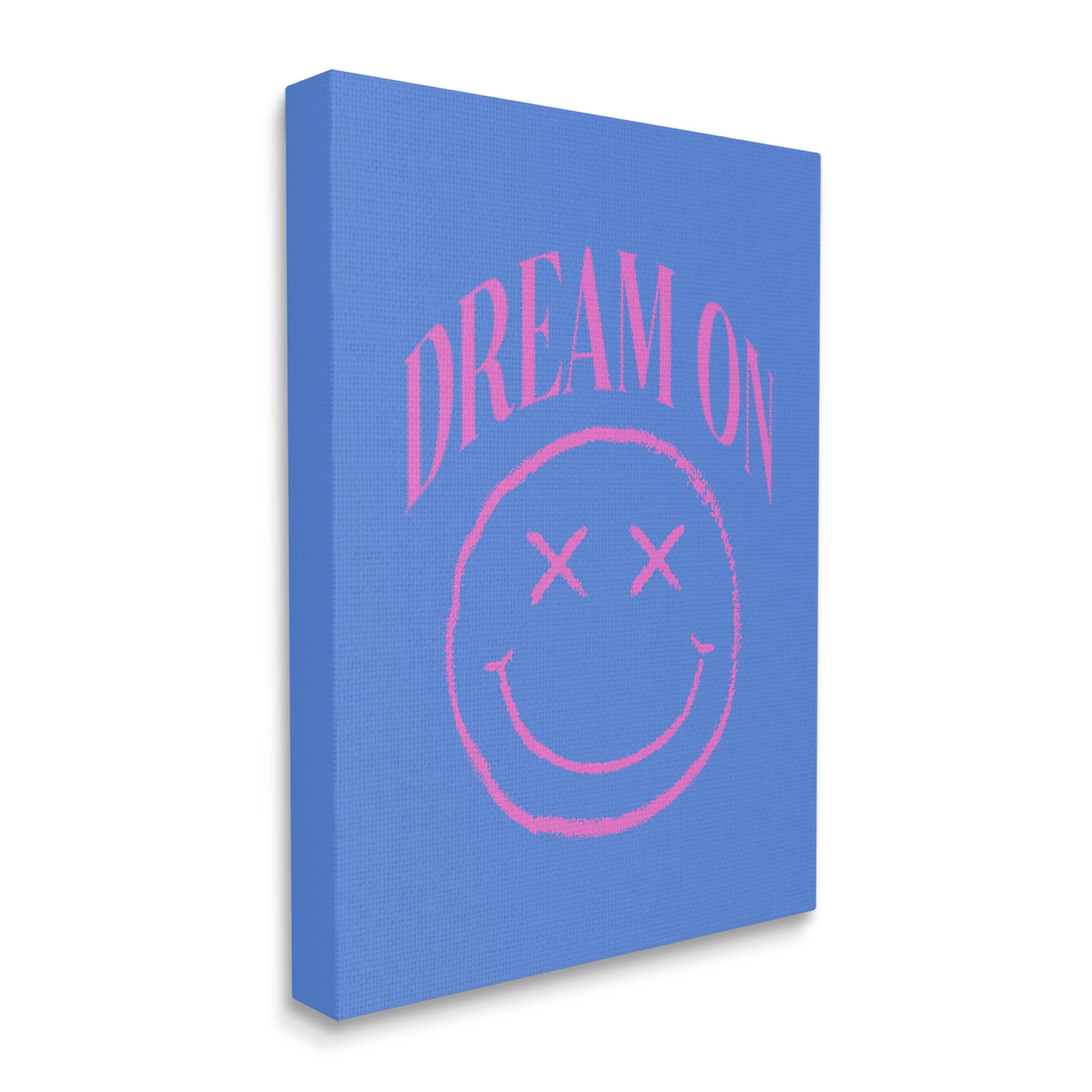 Dream On Smiley Face Phrase Typography Graphic Art Gallery Wrapped Canvas Print Wall Art