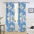 thumbnail image 5 of White Flowers Daisy in Blue Blackout Curtain Panels Drapes Privacy Assured with Light Filtering Curtains for Living room Bedroom Bathroom Window, 5 of 6
