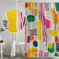 thumbnail image 4 of Contemporary Color Block Shower Curtain Set - Small 36" x 72" Washable Bathtub Curtain with 12 Hooks, Striped Abstract Art Waterproof Fabric Stall Shower Curtains for Bathroom/Bathtub Décor, 4 of 6