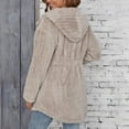 thumbnail image 4 of TKLPEHG Long Fleece Jacket Women Long Sleeve Hooded Winter Coat Oversized Hoodies Button Warm Trendy Outwear (Khaki,M), 4 of 7